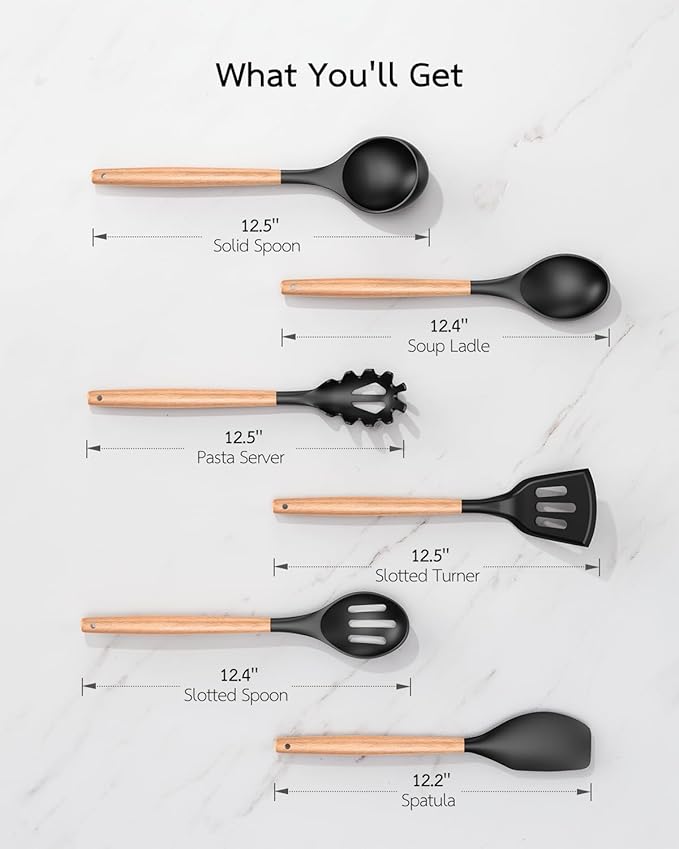 TUUMIIST 18-Piece Essential Knife & Utensil Set with Block and Holder