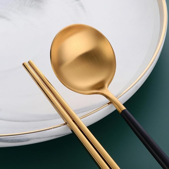 EcoLux Korean Dining Set - Black Gold