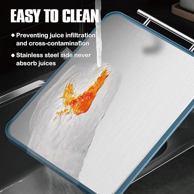 Dual-Surface Chef's Board - Stainless & Wheat Straw, 16.1x12.2"