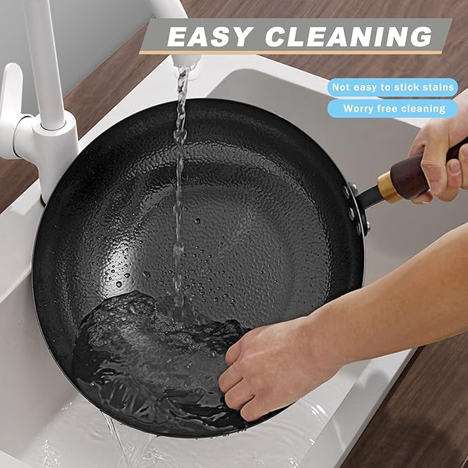 UMETRE 12.6” Carbon Steel Wok with Wooden Lid