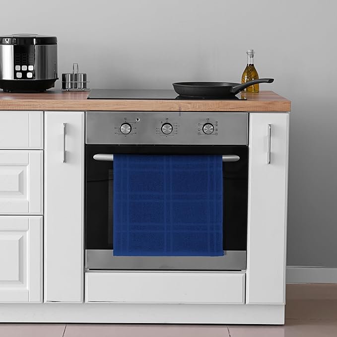 EssenceCotton Plaid Kitchen Towels 4-Pack Blue