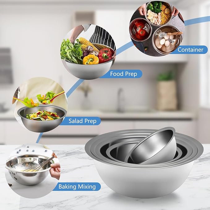 SteelChef 5-Piece Stainless Mixing Bowls