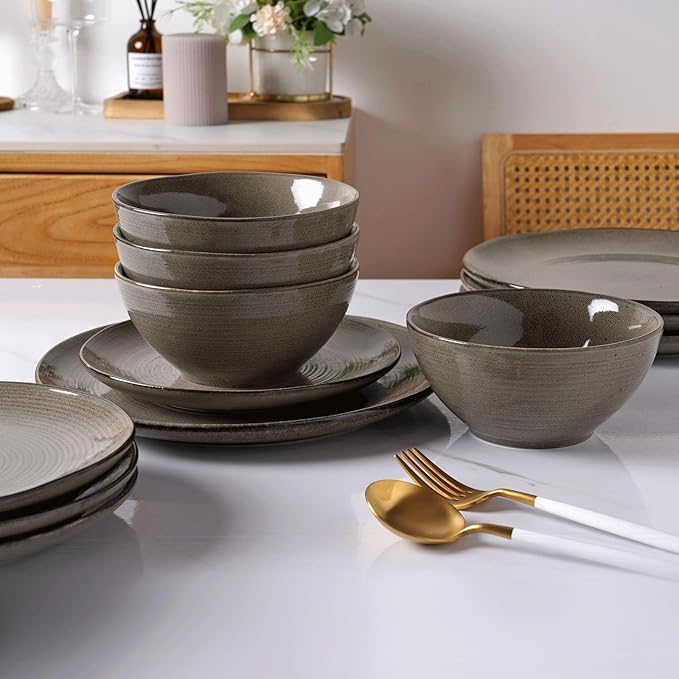 Famiware Tempus 18-Piece Stoneware Dining Set - Dark Olive