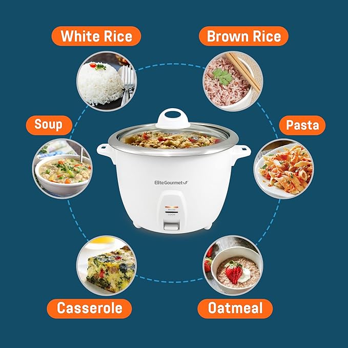 Elite Gourmet 10-Cup Stainless Rice Cooker and Warmer