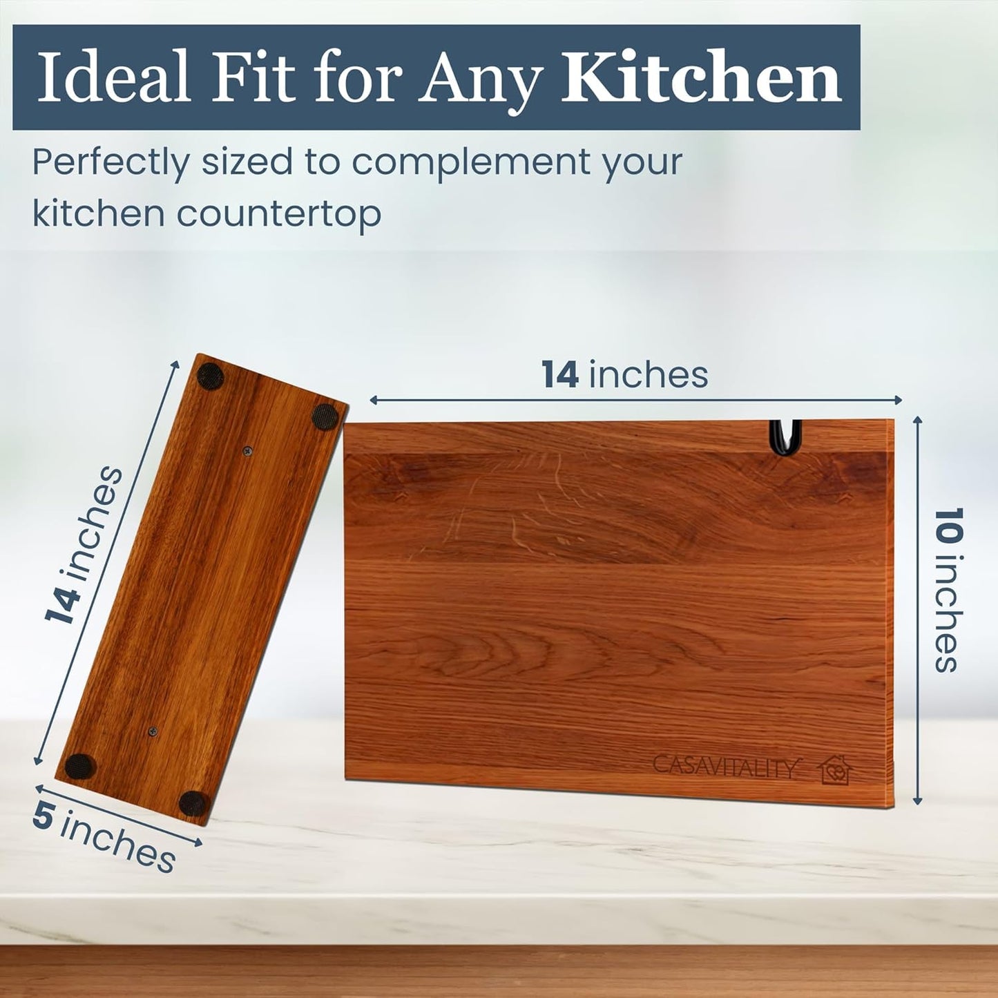 Acacia Wood Dual-Side Magnetic Knife Stand with Sharpener