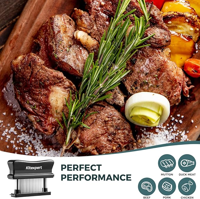 Kitexpert Meat Tenderizer 48 Ultra Sharp Blades Meat Tenderizer Tool with Stainless Steel Needle Detachable Base for Easy Cleaning Heavy Duty Tenderizer for Chicken Steak