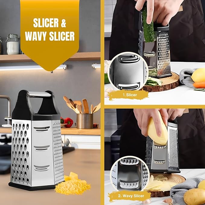 6-in-1 Stainless Steel Multi-Grater with Container
