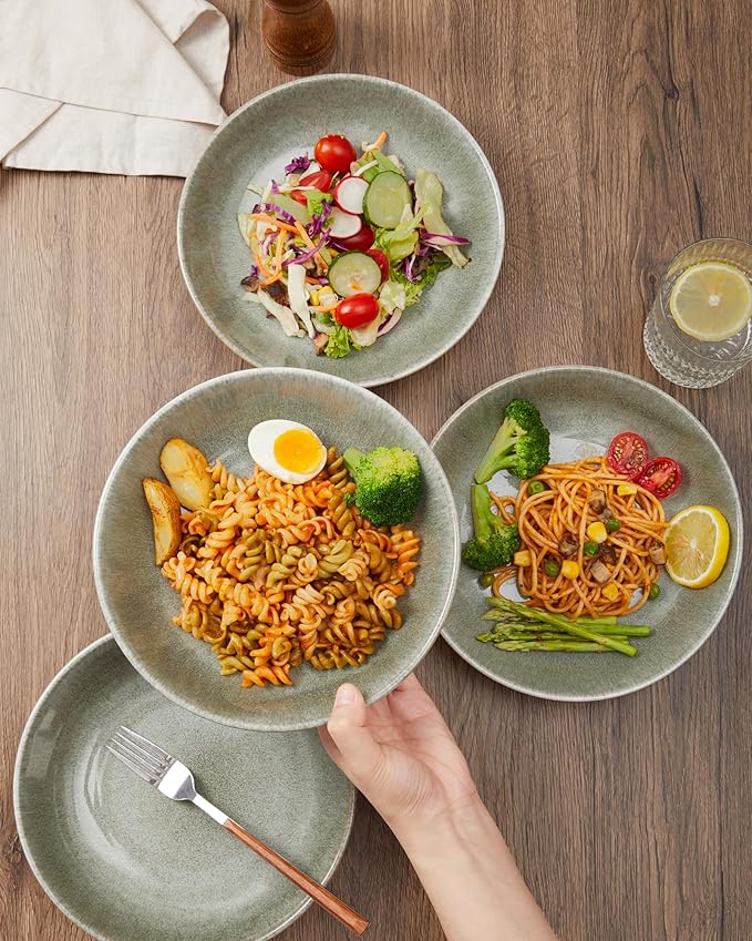 Verdant Essence 32oz Pasta Bowls - Set of 4 Microwave Safe