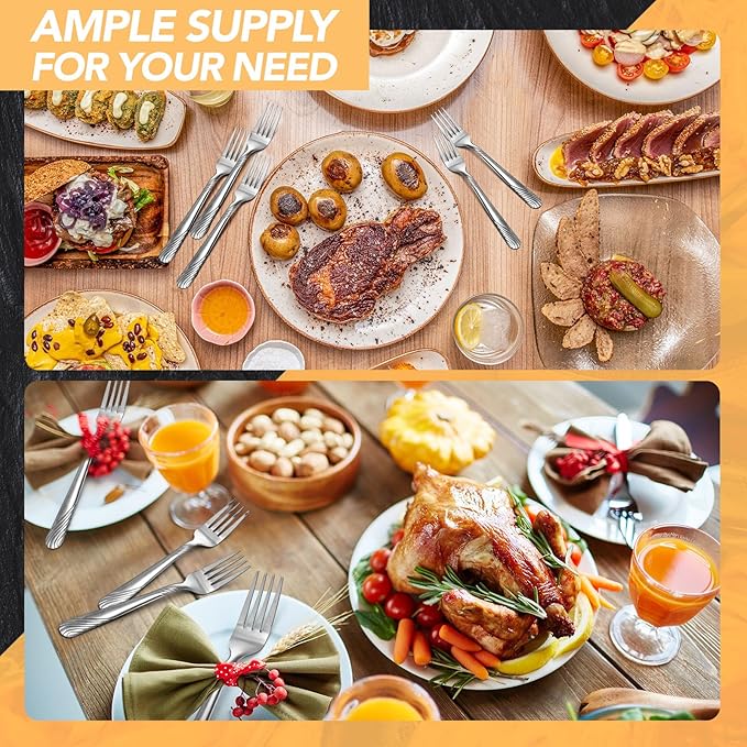 Yiyiring 50-Piece Elegant Silver Dinner Forks Set