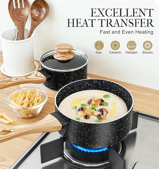 Granite Trio Saucepan Set - 3 Sizes with Lids