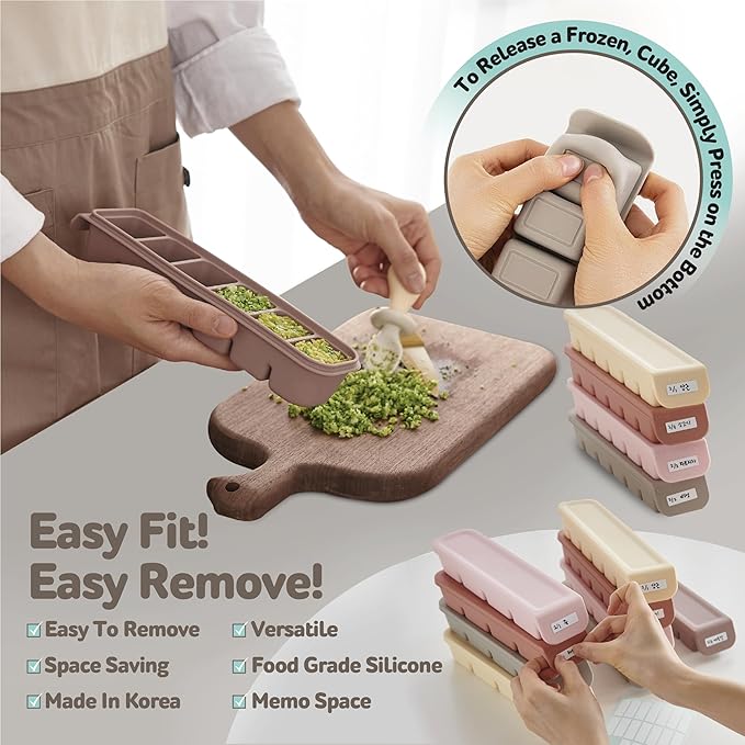 Silicone Baby Food Storage Tray with Leakproof Lid - 12 Section, BPA-Free