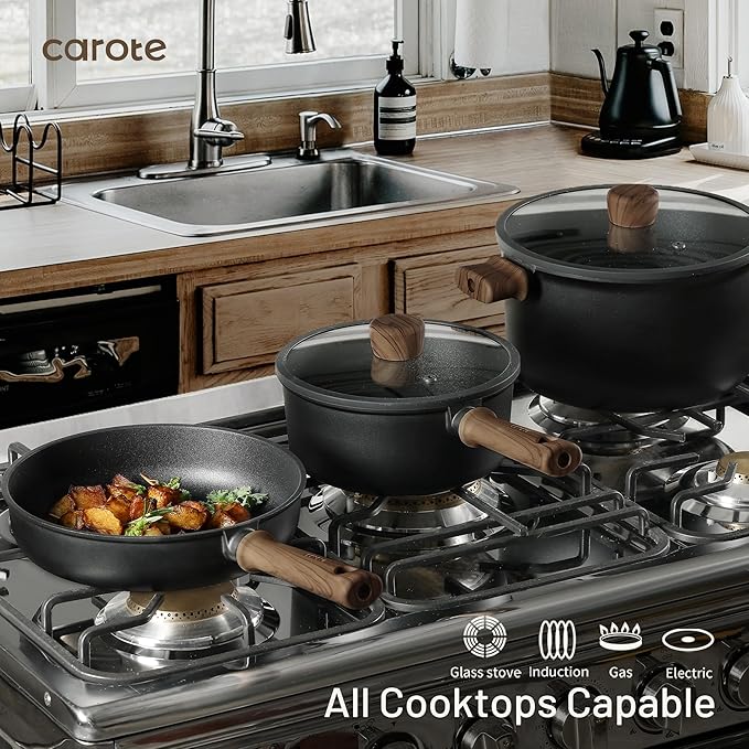 CAROTE 9-Piece Titanium Nonstick Cookware Set