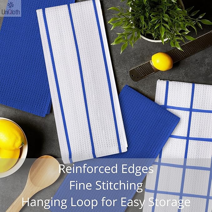 CottonWaffle 12-Pack Kitchen Towels - Durable & Quick-Dry