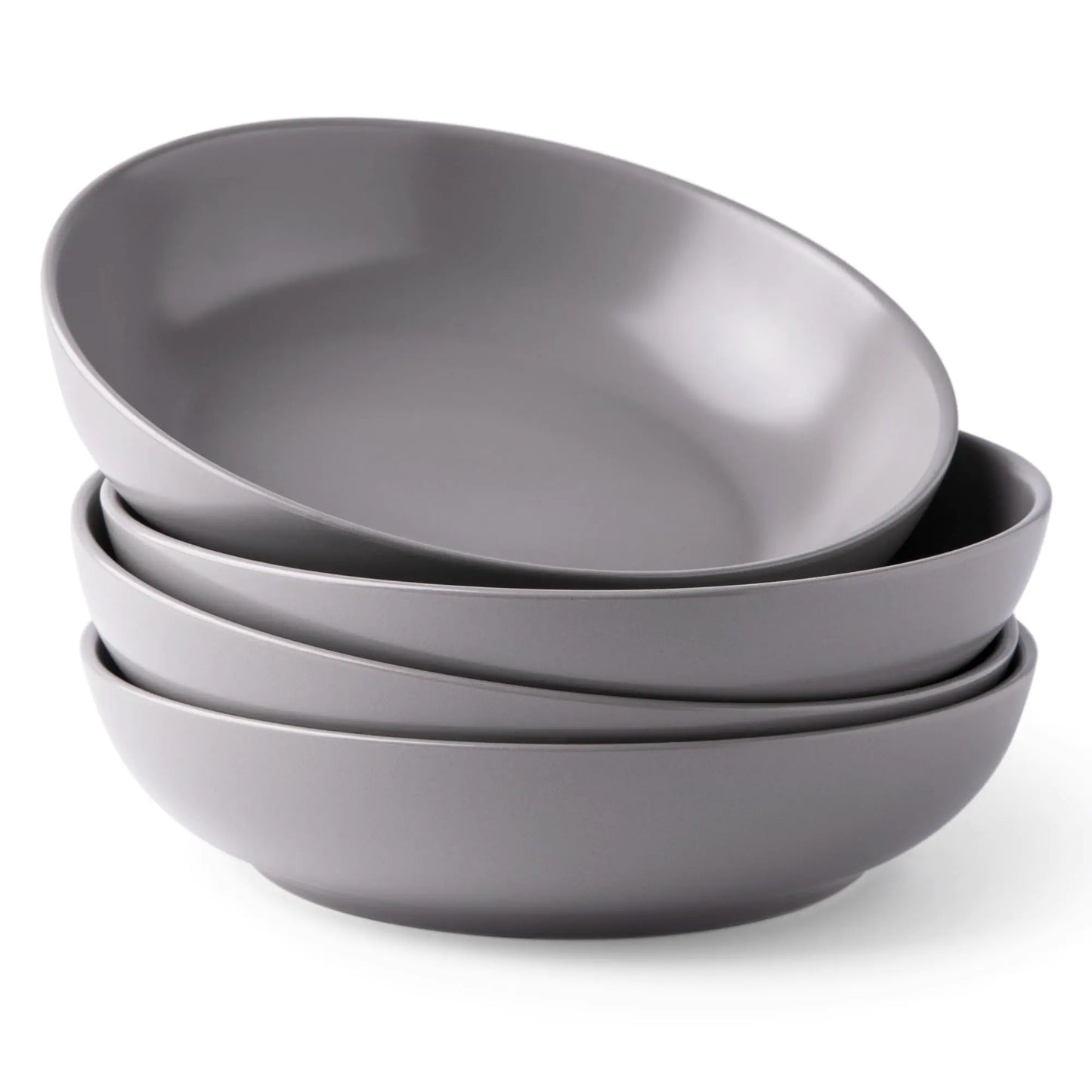 AmorArc 8.5" Matte Gray Stoneware Bowls Set of 4