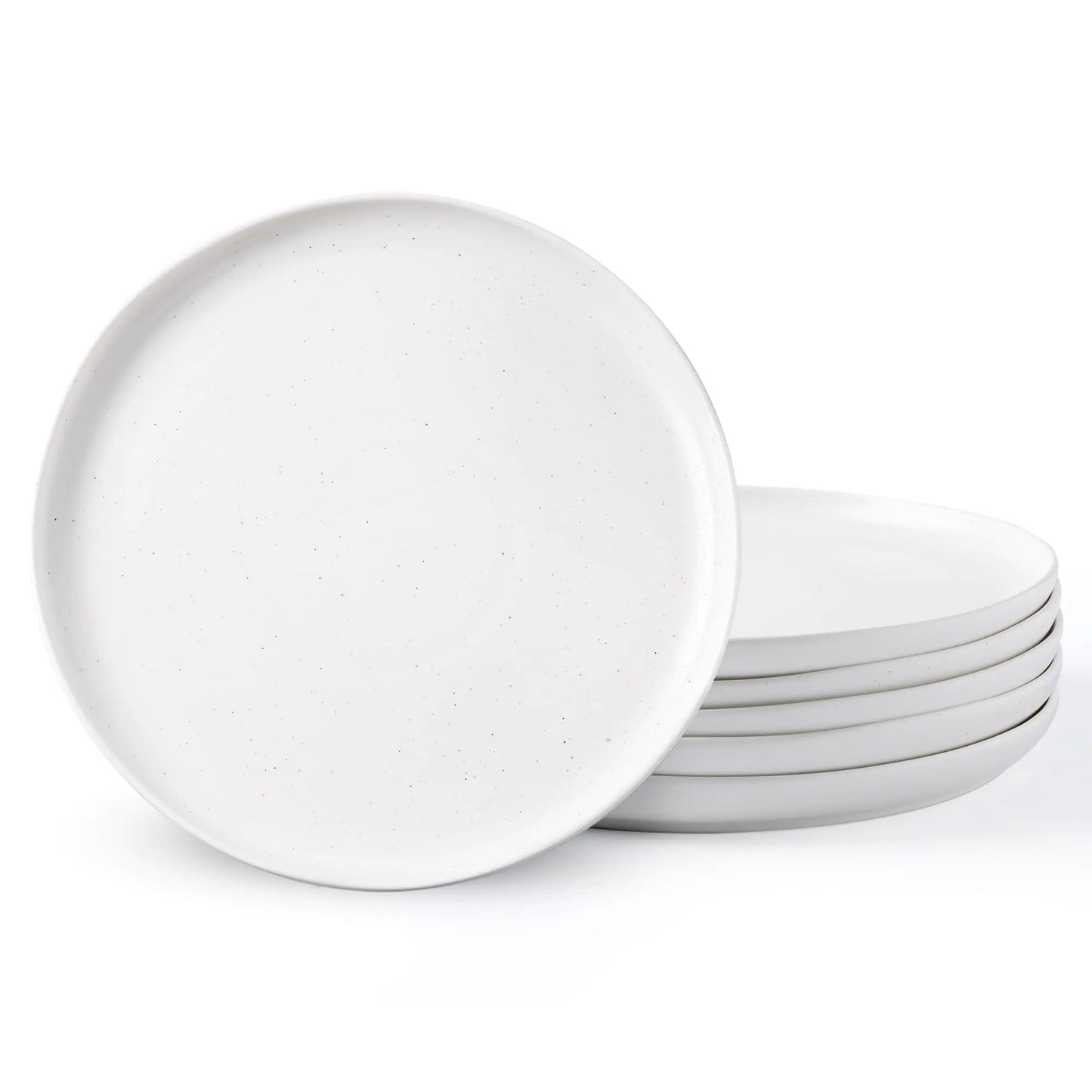 ArcAmor 6-Piece Ceramic Plate Set - 8.5" Artisan Wavy Rim, Microwave Safe