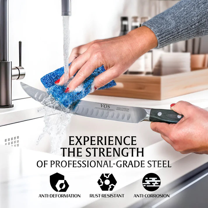 Vos 10" German Steel Carving Knife - Sharp & Durable BBQ and Kitchen Knife with Ergonomic Handle