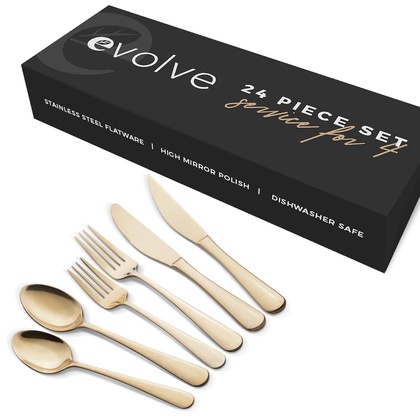 Champagne Elegance 24-Piece Stainless Cutlery Set
