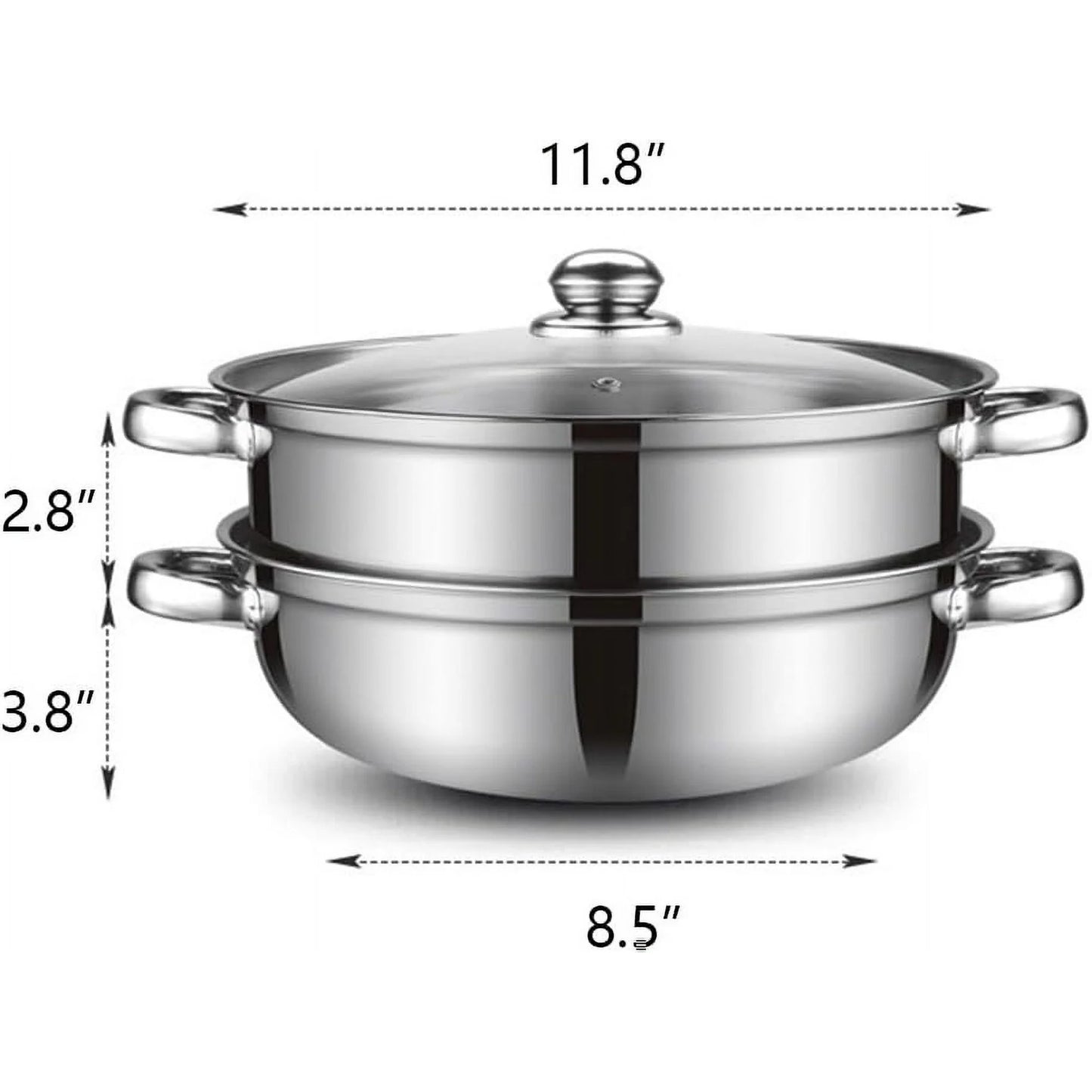 Dual-Tier 18/8 Steel Steamer Cookpot