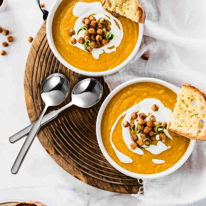 LuxGrip 316 Stainless Steel Large Soup Spoons - Set of 4, 7.75-Inch