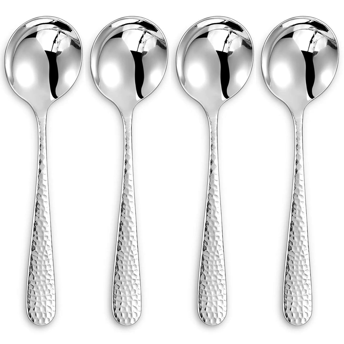 KEAWELL Elegant Hammered 4-Piece Stainless Steel Spoon Set