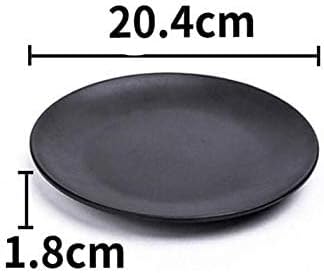 Mengbaobao Modern Black Melamine Plates 8" 3-Pack