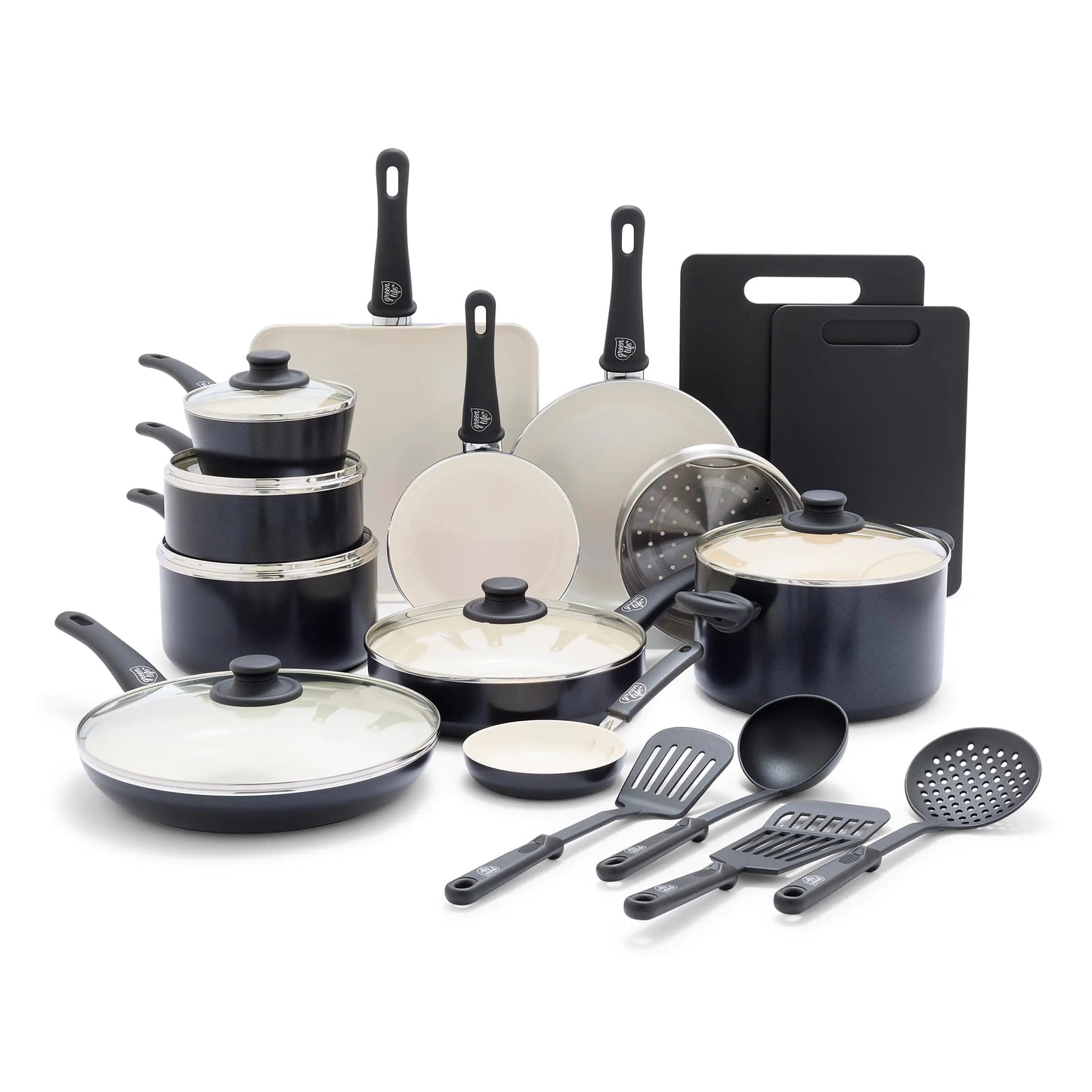 GreenLife SoftGrip 23pc Nonstick Ceramic Cookware & Utensils Set
