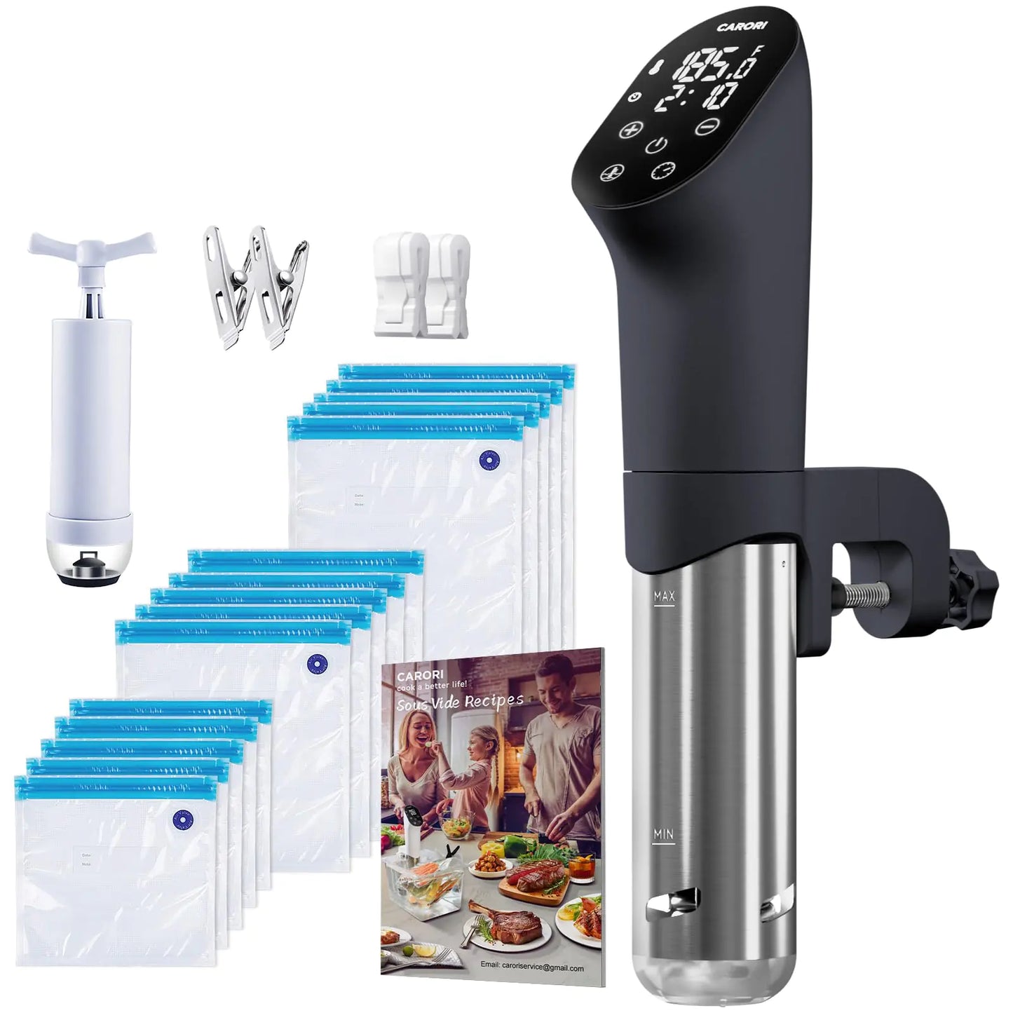 Carori 1100W Quiet Sous Vide Cooker with Full Accessory Kit