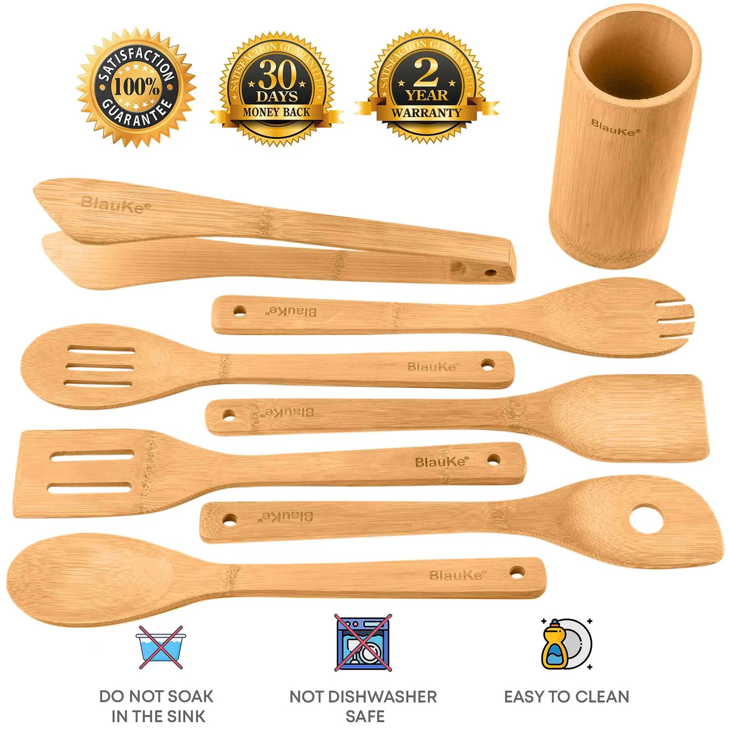 Eco-Friendly Bamboo Cooking Tools 8-Piece Set