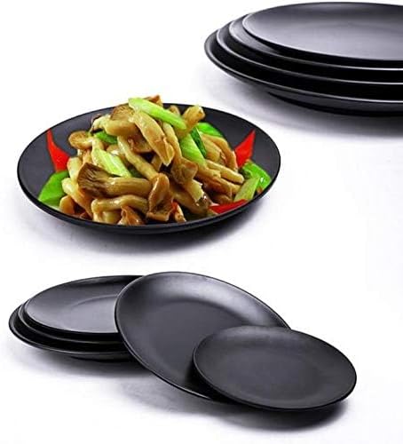 Mengbaobao Modern Black Melamine Plates 8" 3-Pack