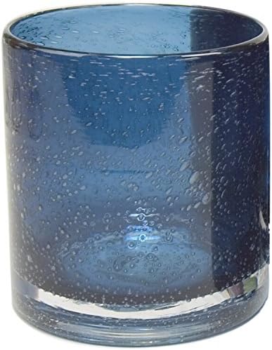 ARTLAND 14oz Slate Blue Old Fashion Glass Set | Iris Seeded Design | Versatile Barware