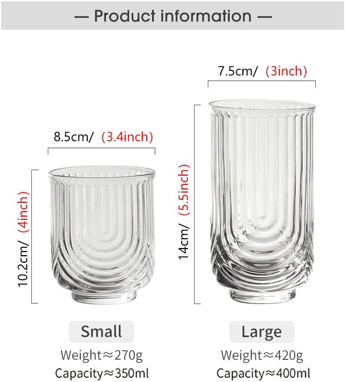 ArchCraft Drinking Glass Set - 4pc Art Deco Ripple Cups