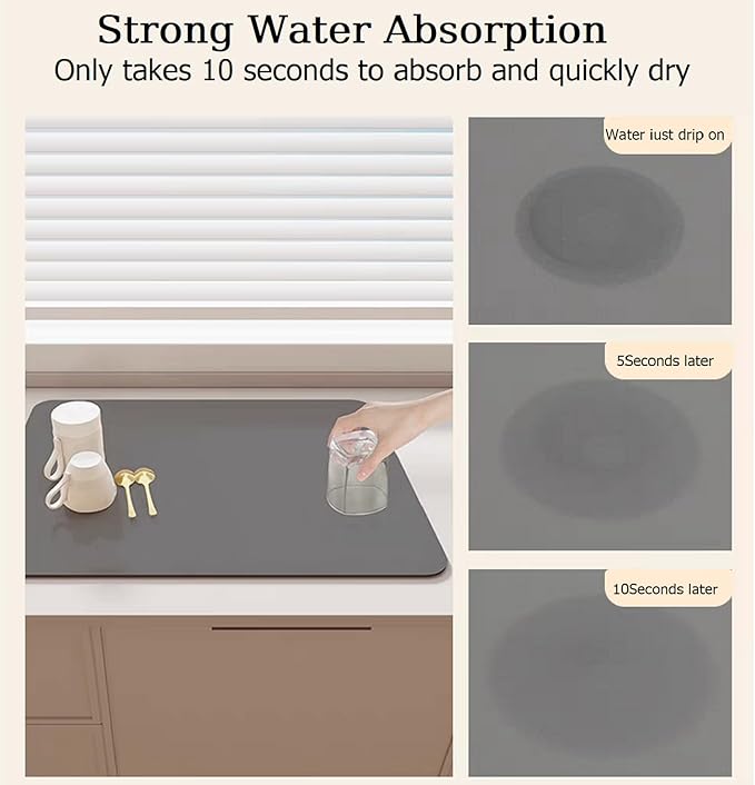 Quick-Dry Kitchen Counter Mat 12x19 (Black)