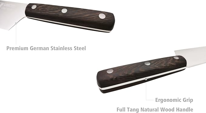 UMOGI 8" Serrated Bread Knife - German Steel with Wood Handle & Sheath