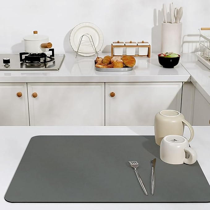 Quick-Dry Kitchen Counter Mat 12x19 (Black)