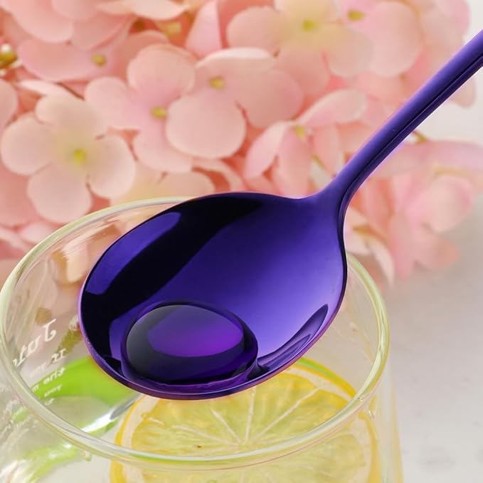4-Piece Purple Stainless Steel Soup Spoon Set