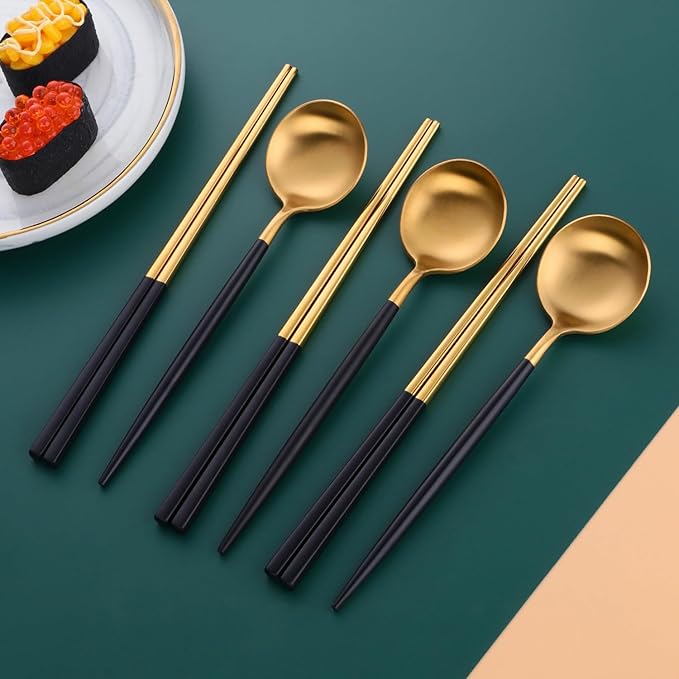 EcoLux Korean Dining Set - Black Gold