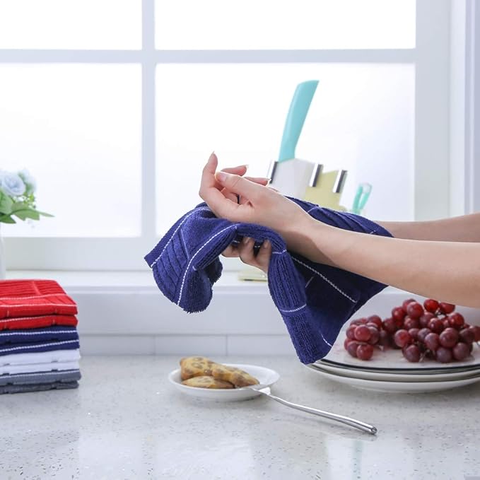 Glynniss Cotton Terry Kitchen Cloths 8-Pack - Super Absorbent (Rust 12x12)