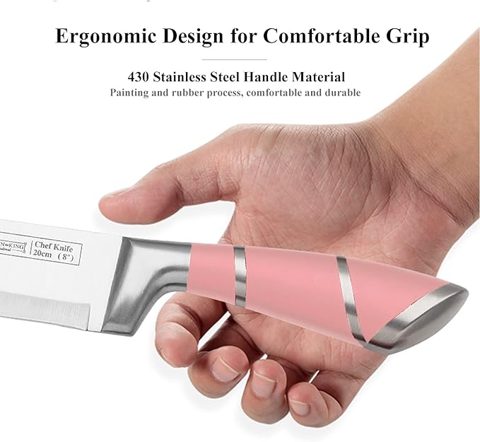 Pink Precision 9-Piece Knife Set with Stand