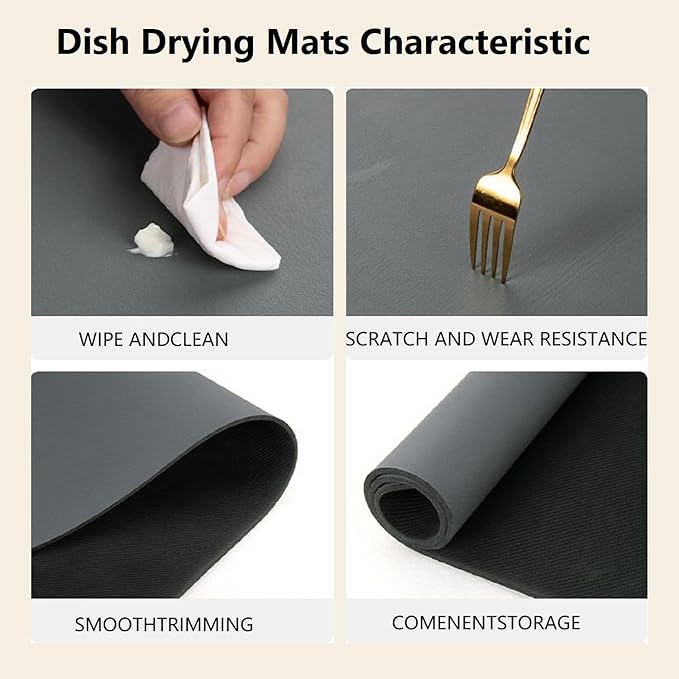 Quick-Dry Kitchen Counter Mat 12x19 (Black)