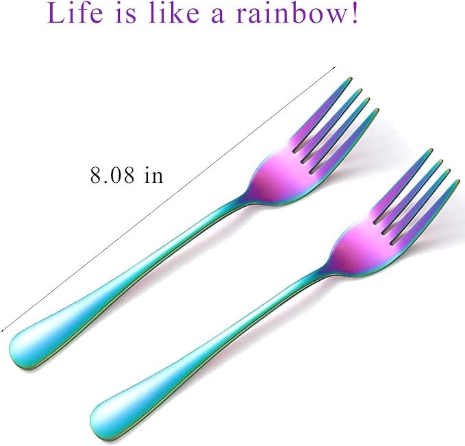 Rainbow Elegance 16-Piece Stainless Forks