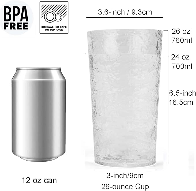 CrystalQuench 26oz Acrylic Drinkware Set of 8