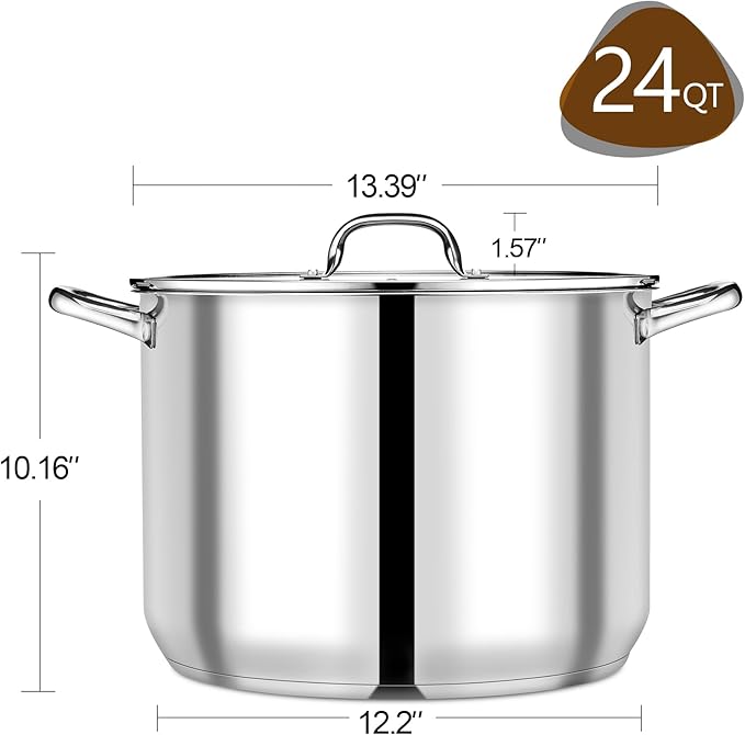 Chef's Choice 24QT Stainless Steel Stockpot with Glass Lid