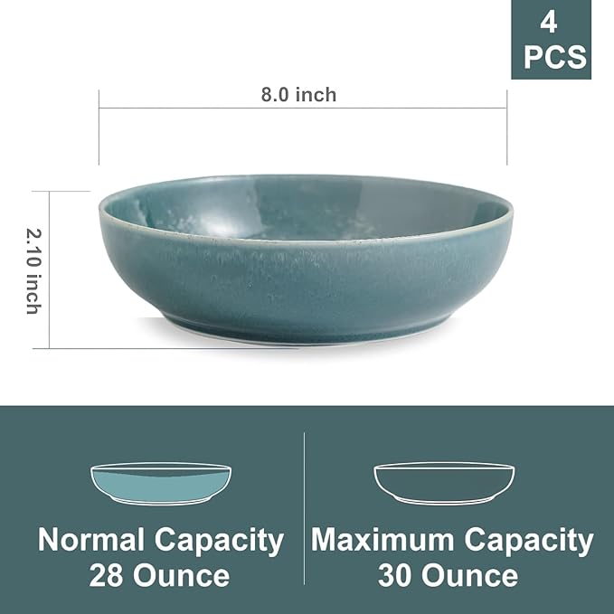 KYBSCZ 30oz Ceramic Dinner Bowls - Set of 4