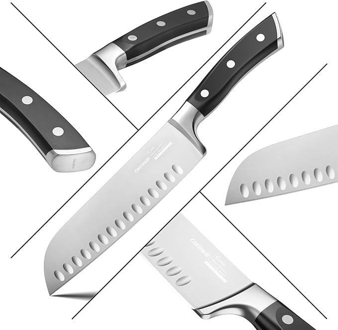 SteelSharp 7-Inch Santoku Knife - Precision German Steel with Pakka Wood Handle