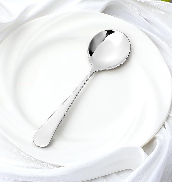 Stainless Steel Round Soup Spoons 4-Pack