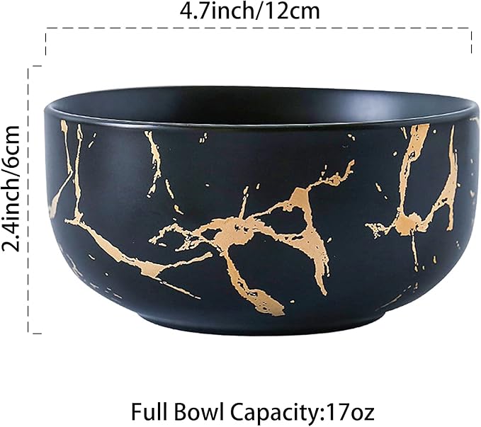 Gilded Marble 17OZ Cereal Bowl - Microwave Safe
