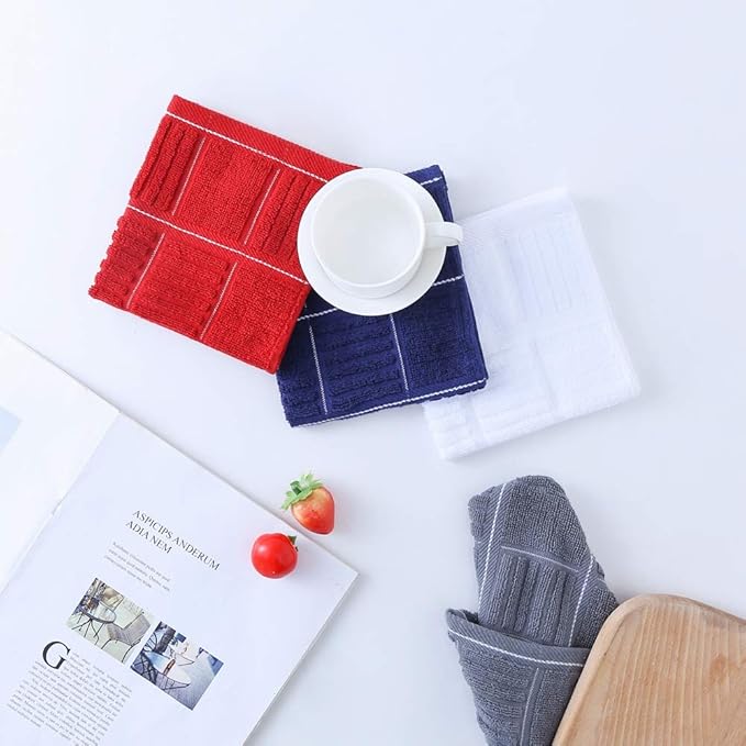 Glynniss Cotton Terry Kitchen Cloths 8-Pack - Super Absorbent (Rust 12x12)