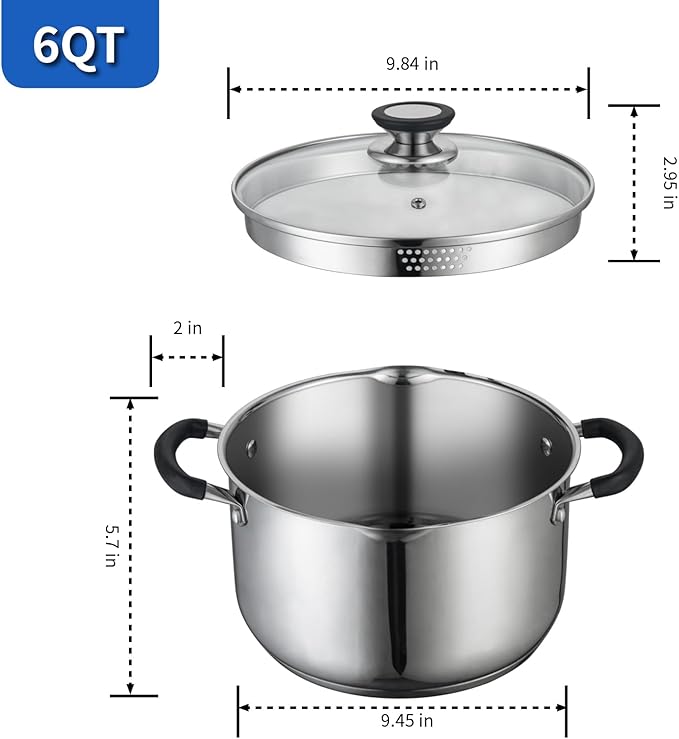 SLOTTET 6Qt Stainless Steel Multipurpose Stockpot