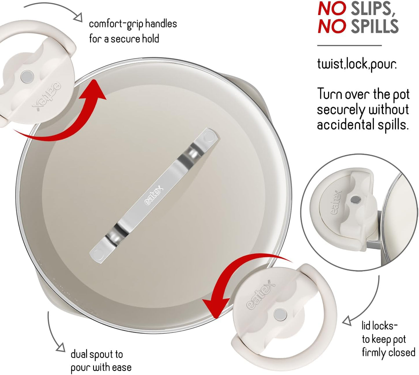 Strain & Simmer 5 Qt Pasta Pot - Stainless Steel with Nonstick Ceramic