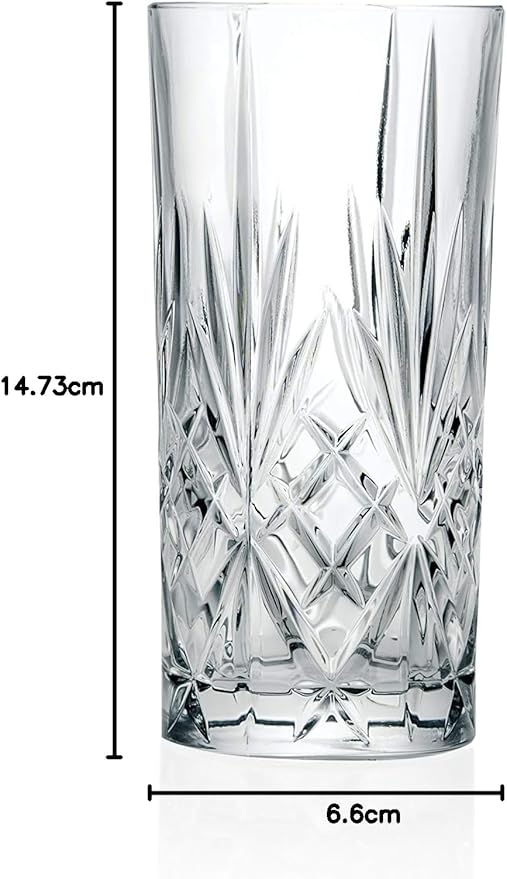 Barski Euro Crystal 12oz Highball Glasses - Ideal for All Beverages & Occasions - Set of 6